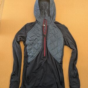 Icebreaker Navy Hooded Pullover with Red Zip